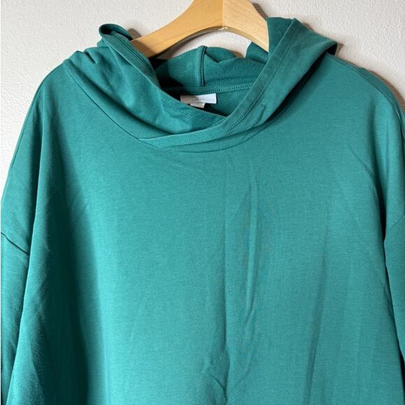 J. Jill Fit 1X Green 3/4 Sleeve Pullover Hoodie Sweatshirt - Picture 3 of 9